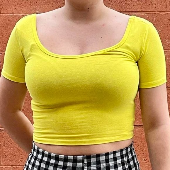 Bright Neon Highlighter Yellow Crop Top - Picture 1 of 1